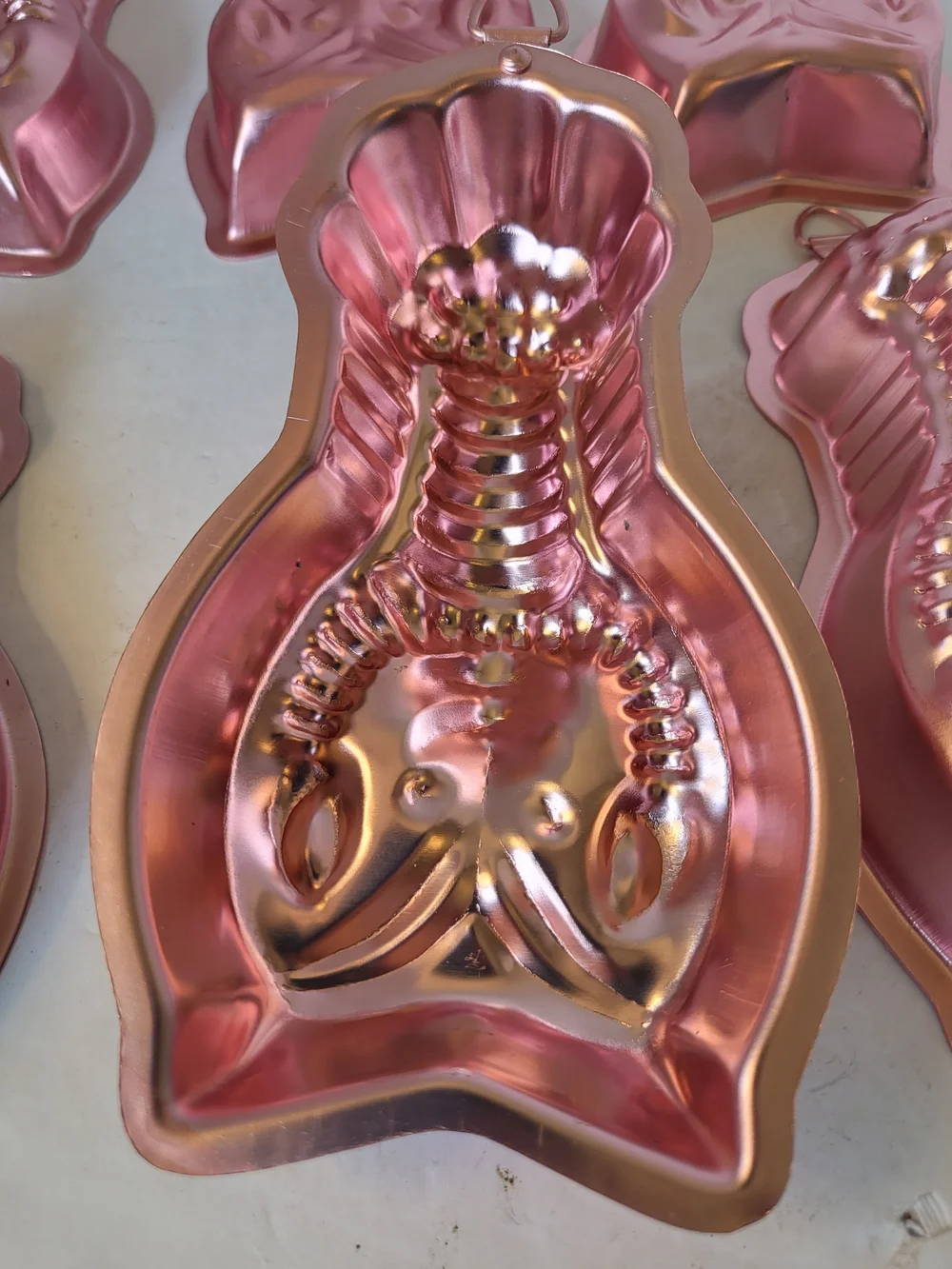 Vintage 60s-70s Rose Copper Clad Aluminum Lobster Molds - Set of 6